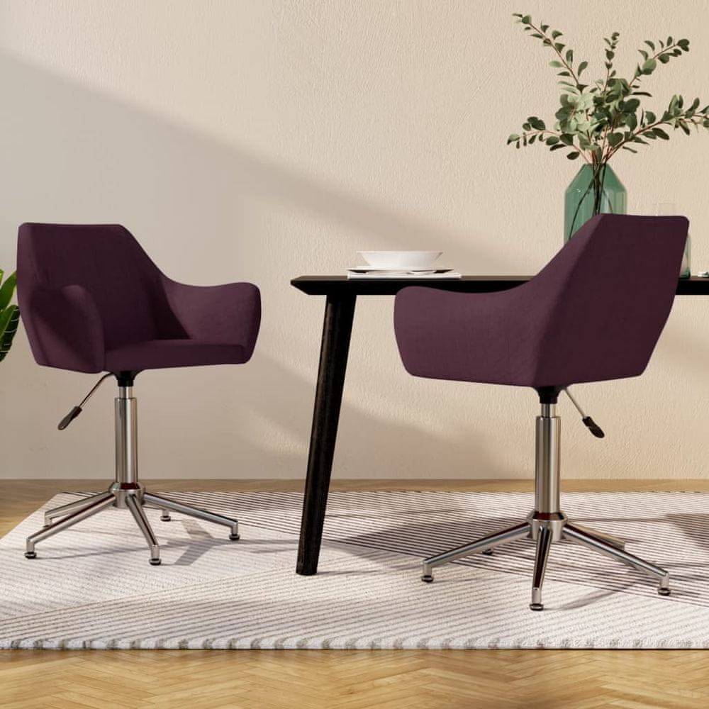 Vidaxl Otočné stoličky, 2 ks, fialové, čalúnené látkou